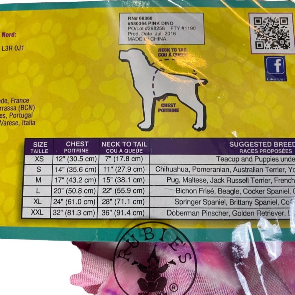 Rubie's Pet Shop Boutique PINK DINO Dinosaur‎ Dog Halloween Costume Size Large - Picture 5 of 10